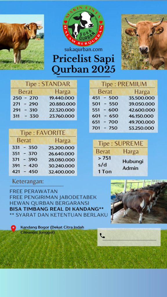 pricelist daftar harga sukaqurban.com 2025 qurban kurban